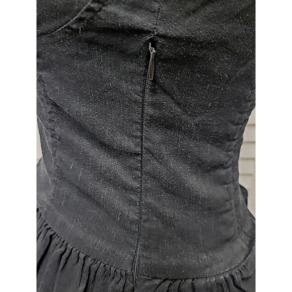 Zara SZ S Corset Top Black Cropped Ruffle Side Zip Elastic Back Linen Blend - Picture 3 of 8